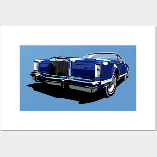 1970s Lincoln Continental in dark blue Posters and Art